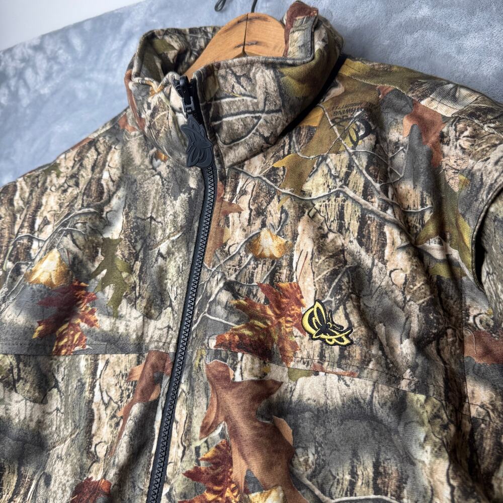 Mothwing Camo Down Hunting Vest Jacket Zip Off Sleeve‎ Sz L Fall Mimicry 2.0